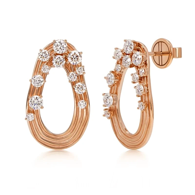 Hueb,18k Bahia Pink Gold Earring With 1.29 Cts Vs-Gh Diamonds,ONE SIZE