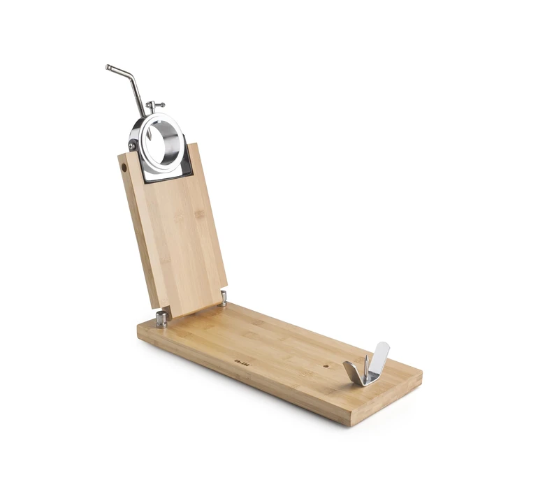 IBILI Gastroteka Folding Rotating Bamboo and Stainless Steel Ham Holder, 48 x 17.5 cm