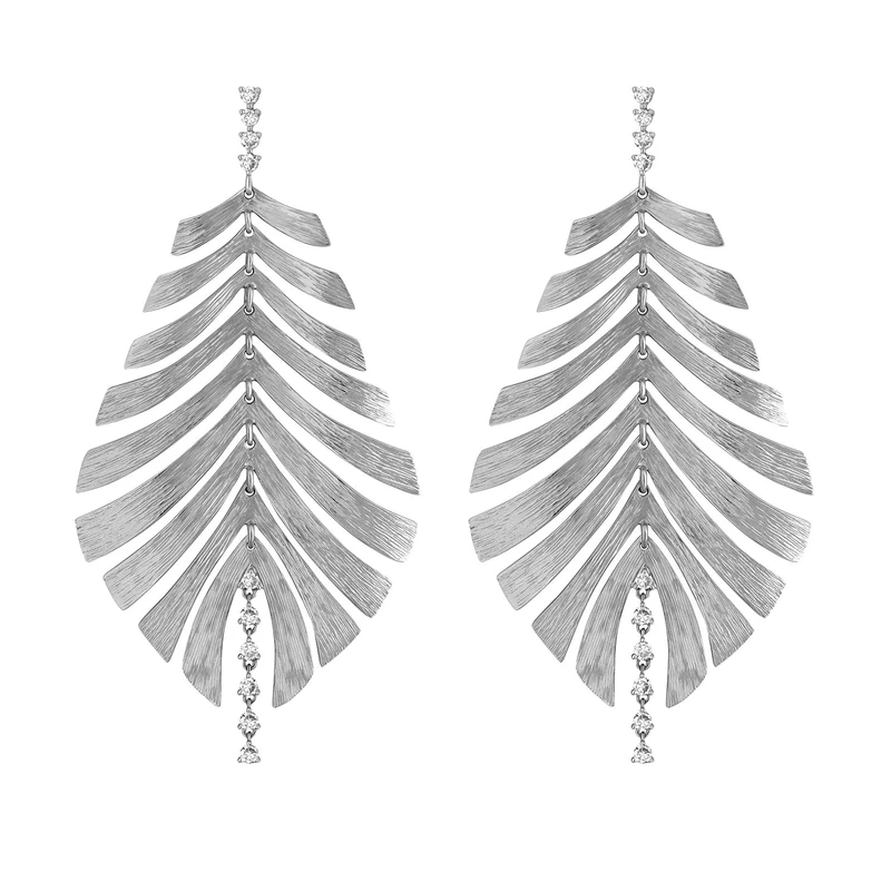 Hueb,18k Bahia White Gold Earring With 0.34 Cts Vs-Gh Diamonds,ONE SIZE