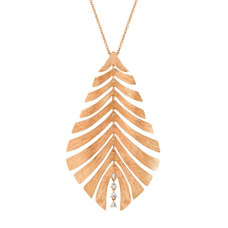 Hueb,18k Bahia Pink Gold Necklace With 0.06 Cts Vs-Gh Diamonds,18"