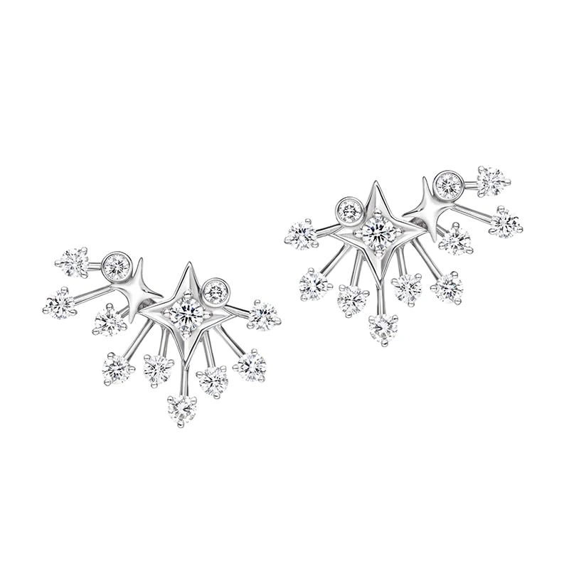 Hueb,18k Luminus White Gold Earring With 1.42 Cts Vs-Gh Diamonds,ONE SIZE
