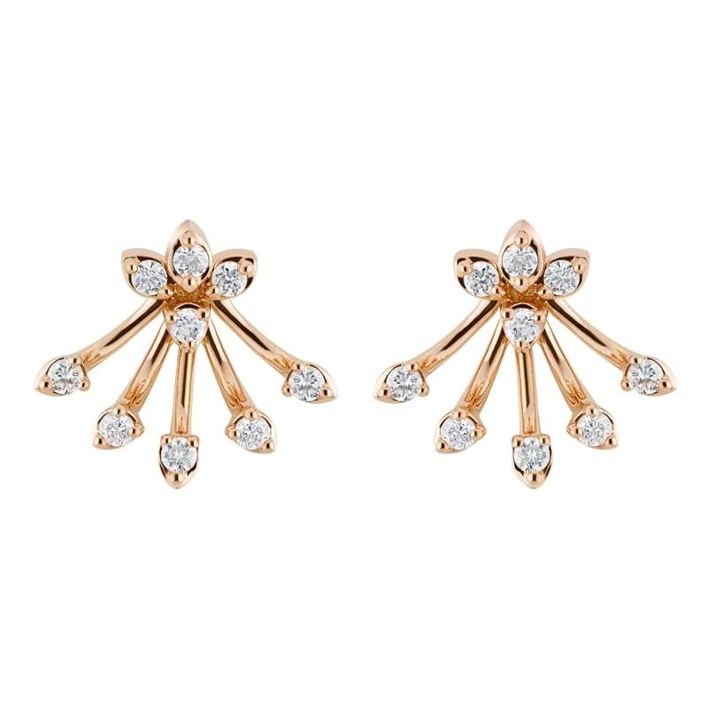 Hueb,18k Luminus Pink Gold Earring With 0.22 Cts Vs-Gh Diamonds,ONE SIZE