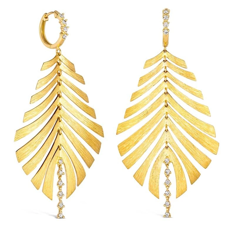 Hueb,18k Bahia Yellow Gold Earring With 0.34 Cts Vs-Gh Diamonds,ONE SIZE