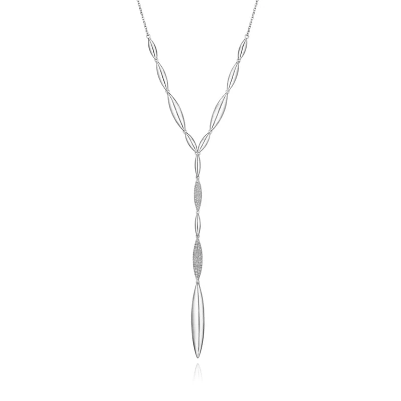 Hueb,18k Tribal White Gold Necklace With 0.89 Cts Vs-Gh Diamonds,16"