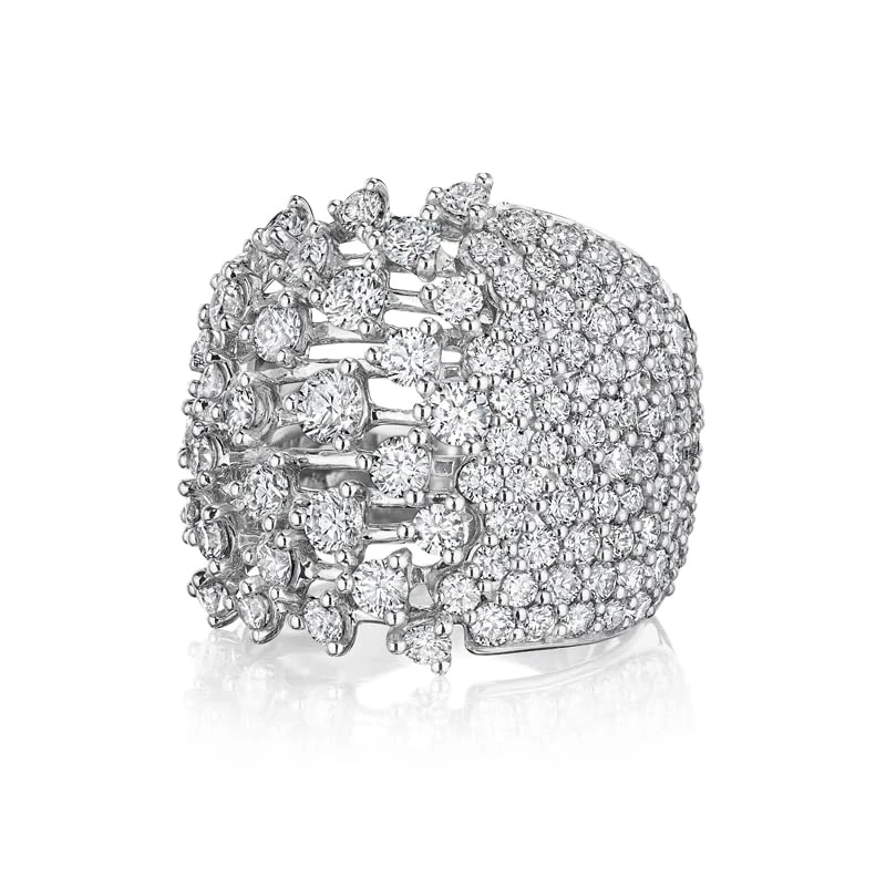Hueb,18k Luminus White Gold Ring With 3.19 Cts Vs-Gh Diamonds,7