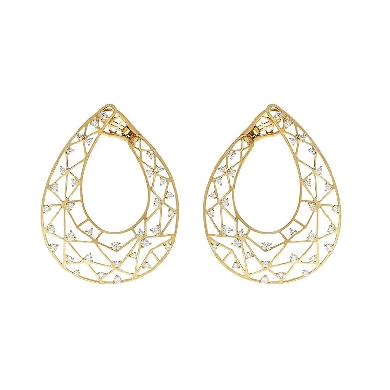 Hueb,18k Estelar Yellow Gold Earring With 2.27 Cts Vs-Gh Diamonds,ONE SIZE