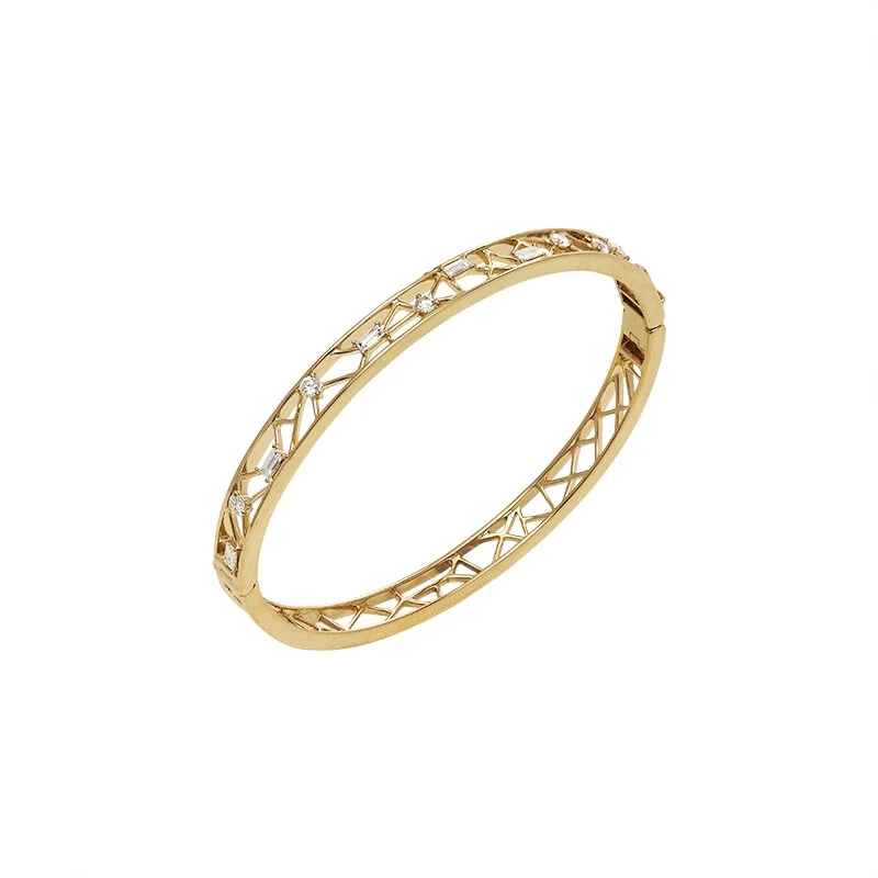 Hueb,18k Estelar Yellow Gold Bracelet/bangle With 0.82 Cts Vs-Gh Diamonds,MEDIUM