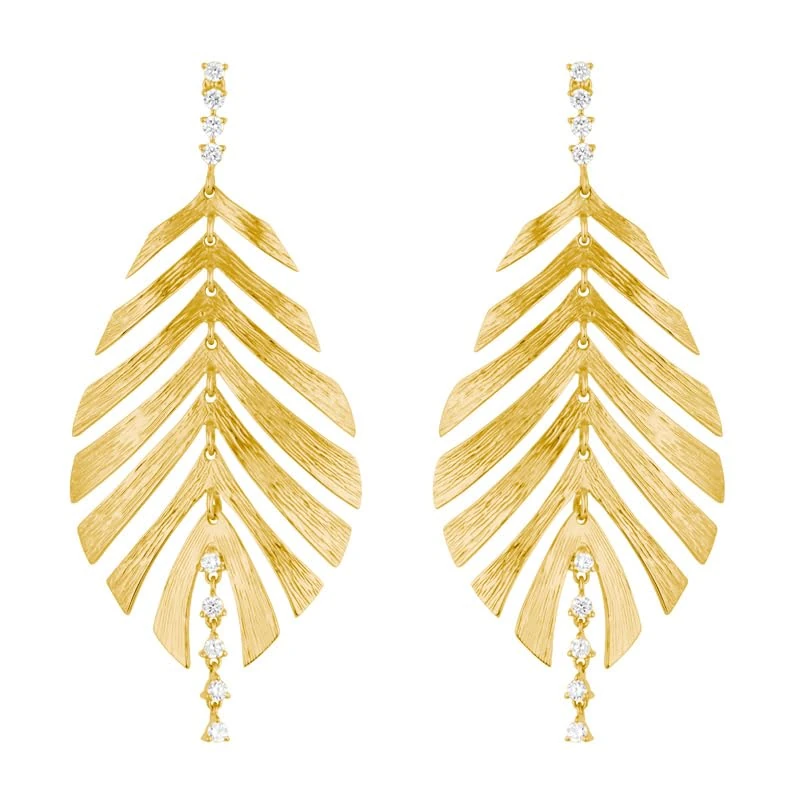 Hueb,18k Bahia Yellow Gold Earring With 0.30 Cts Vs-Gh Diamonds,ONE SIZE