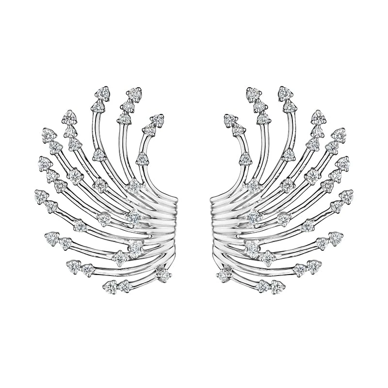 Hueb,18k Luminus White Gold Earring With 0.71 Cts Vs-Gh Diamonds,ONE SIZE