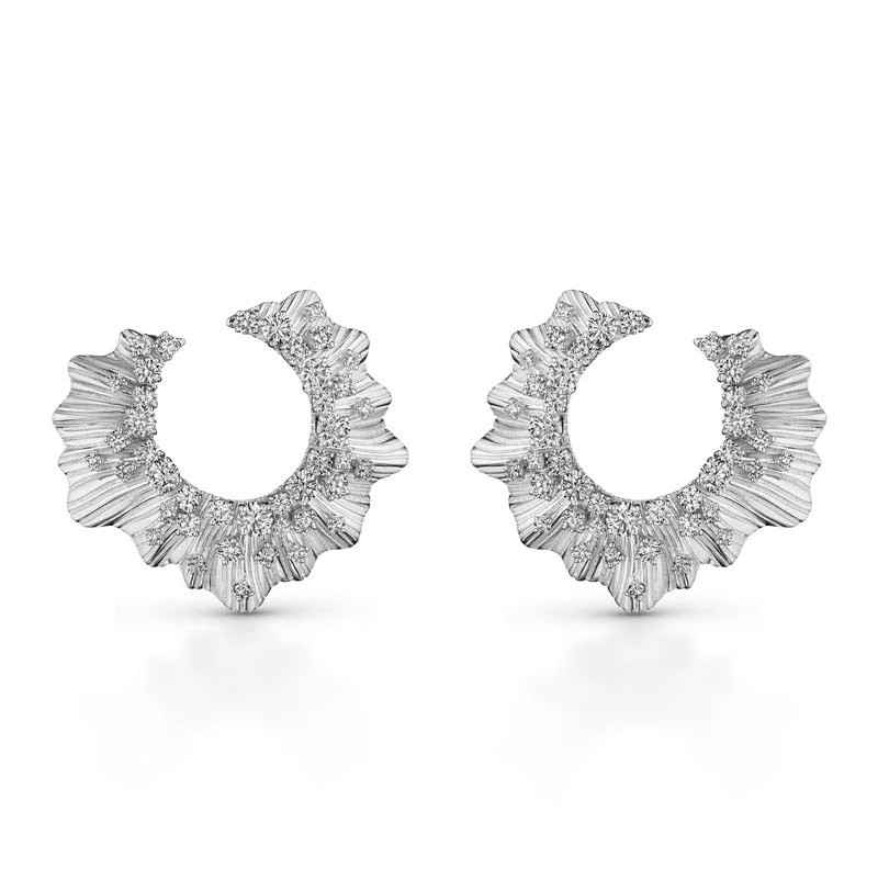 Hueb,18k Bahia White Gold Earring With 2.89 Cts Vs-Gh Diamonds,ONE SIZE