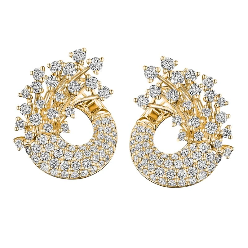 Hueb,18k Luminus Yellow Gold Earring With 5.24 Cts Vs-Gh Diamonds,ONE SIZE