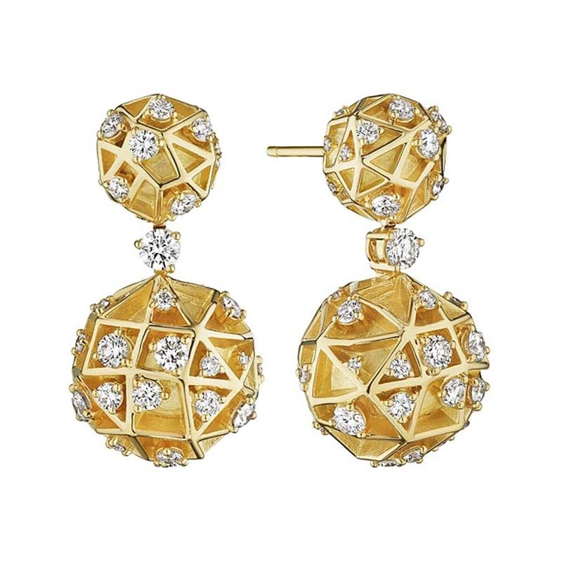 Hueb,18k Estelar Yellow Gold Earring With 1.94 Cts Vs-Gh Diamonds,ONE SIZE