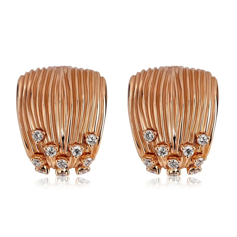 Hueb,18k Bahia Pink Gold Earring With 0.24 Cts Vs-Gh Diamonds,ONE SIZE