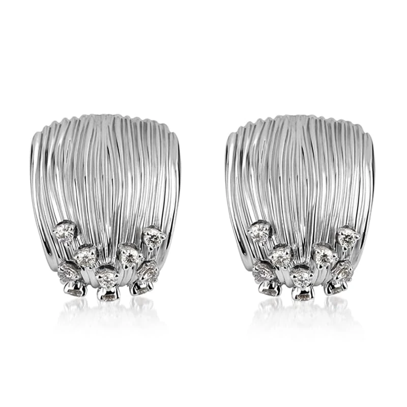 Hueb,18k Bahia White Gold Earring With 0.29 Cts Vs-Gh Diamonds,ONE SIZE