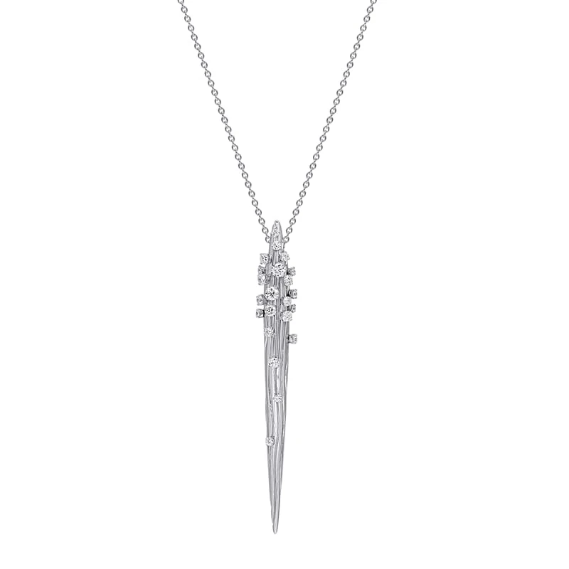 Hueb,18k Bahia White Gold Necklace With 1.20 Cts Vs-Gh Diamonds,24"