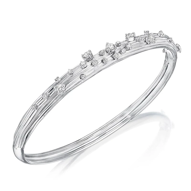 Hueb,18k Bahia White Gold Bracelet/bangle With 0.13 Cts Vs-Gh Diamonds,SMALL