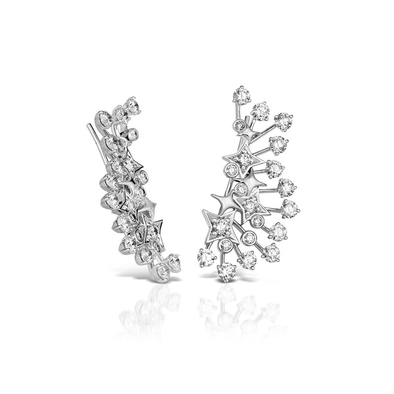 Hueb,18k Luminus White Gold Earring With 3.61 Cts Vs-Gh Diamonds,ONE SIZE