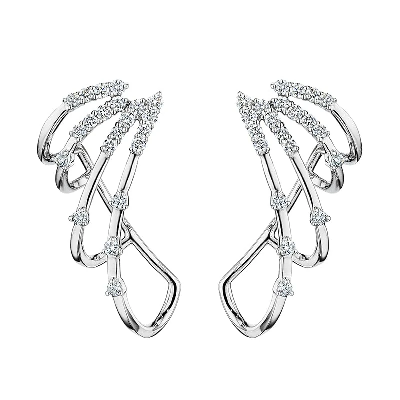 Hueb,18k Luminus White Gold Earring With 0.50 Cts Vs-Gh Diamonds,ONE SIZE