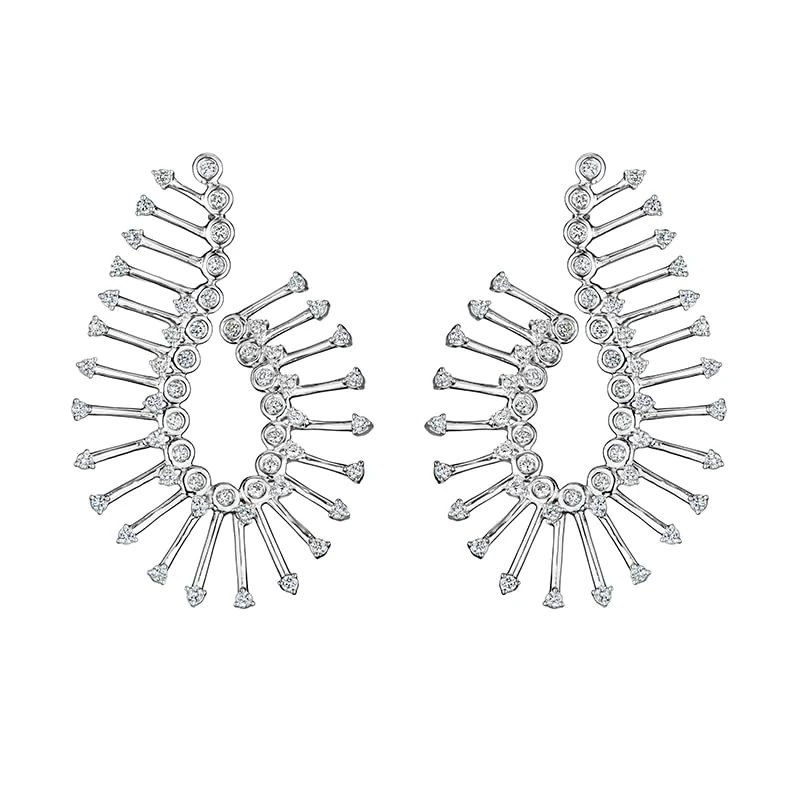 Hueb,18k Luminus White Gold Earring With 1.34 Cts Vs-Gh Diamonds,ONE SIZE
