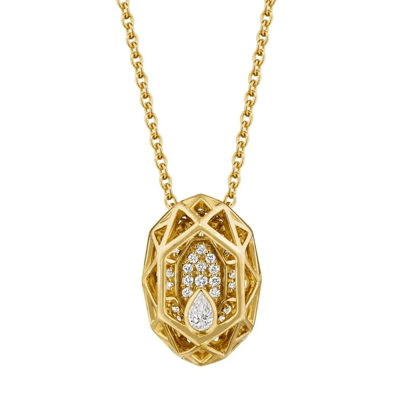 Hueb,18k Estelar Yellow Gold Necklace With 0.19 Cts Vs-Gh Diamonds,18"