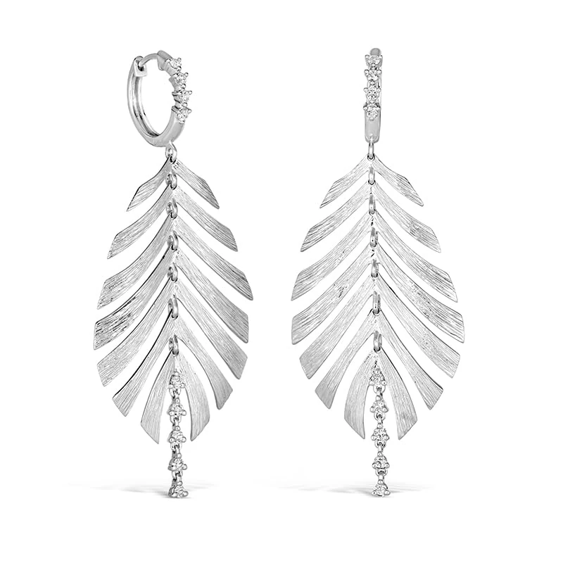 Hueb,18k Bahia White Gold Earring With 0.31 Cts Vs-Gh Diamonds,ONE SIZE
