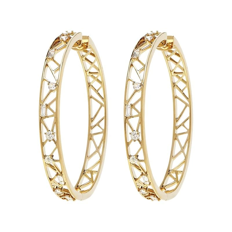 Hueb,18k Estelar Yellow Gold Earring With 1.35 Cts Vs-Gh Diamonds,ONE SIZE