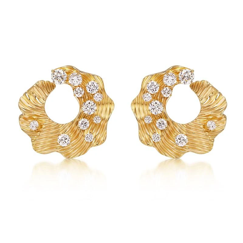 Hueb,18k Bahia Yellow Gold Earring With 1.03 Cts Vs-Gh Diamonds,ONE SIZE