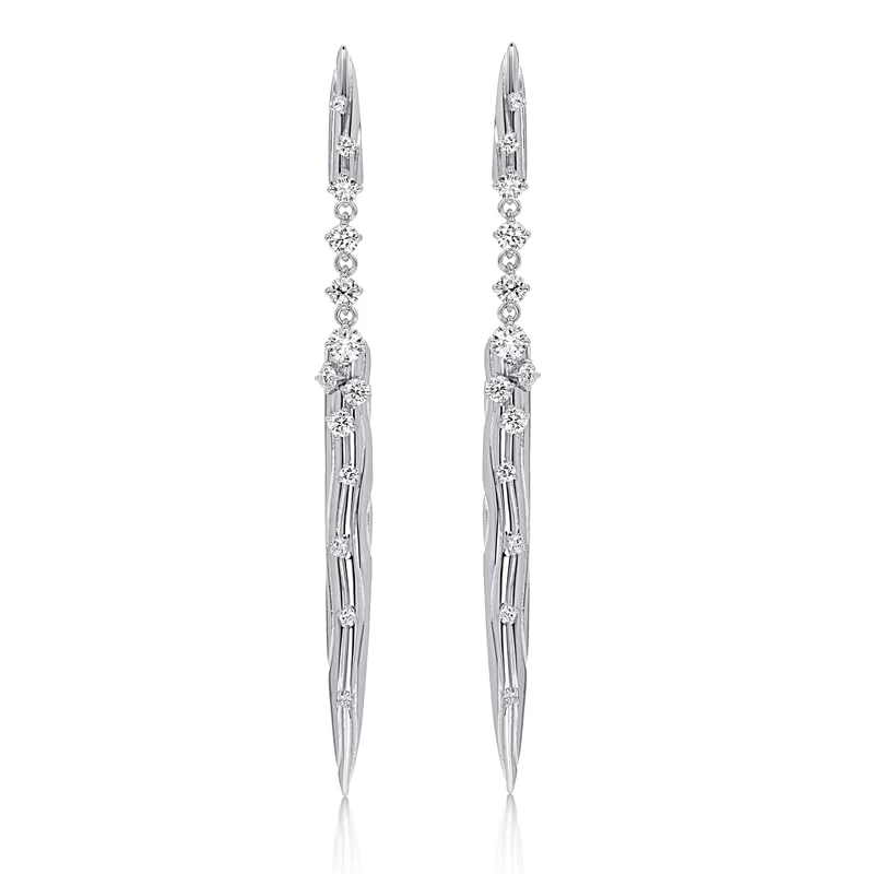 Hueb,18k Bahia White Gold Earring With 1.46 Cts Vs-Gh Diamonds,ONE SIZE