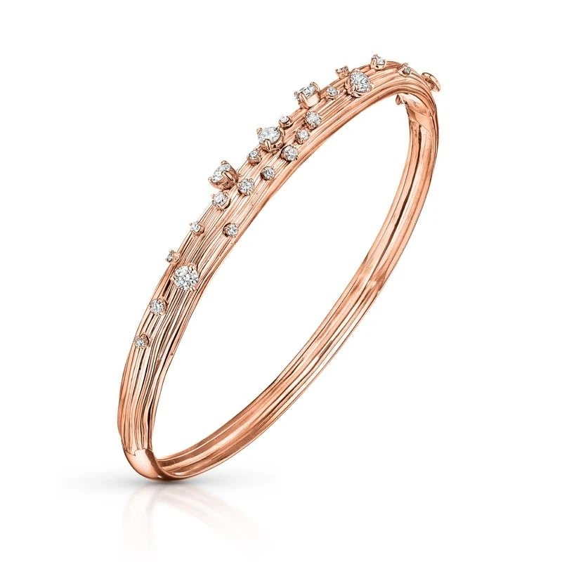 Hueb,18k Bahia Pink Gold Bracelet/bangle With 0.69 Cts Vs-Gh Diamonds,6"