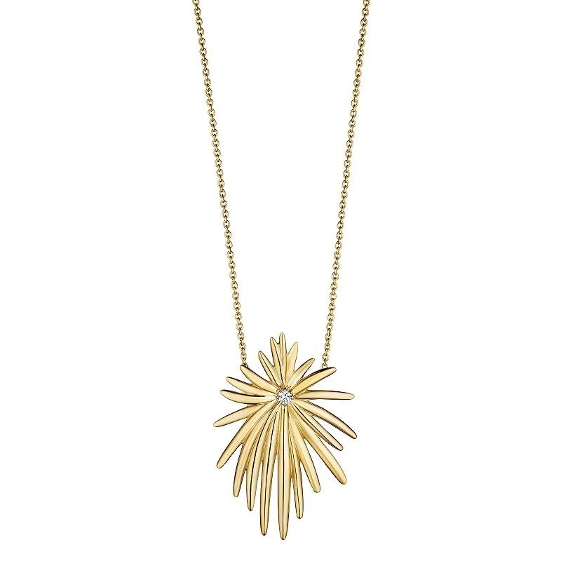 Hueb,18k Tribal Yellow Gold Necklace With 0.11 Cts Vs-Gh Diamonds,24"