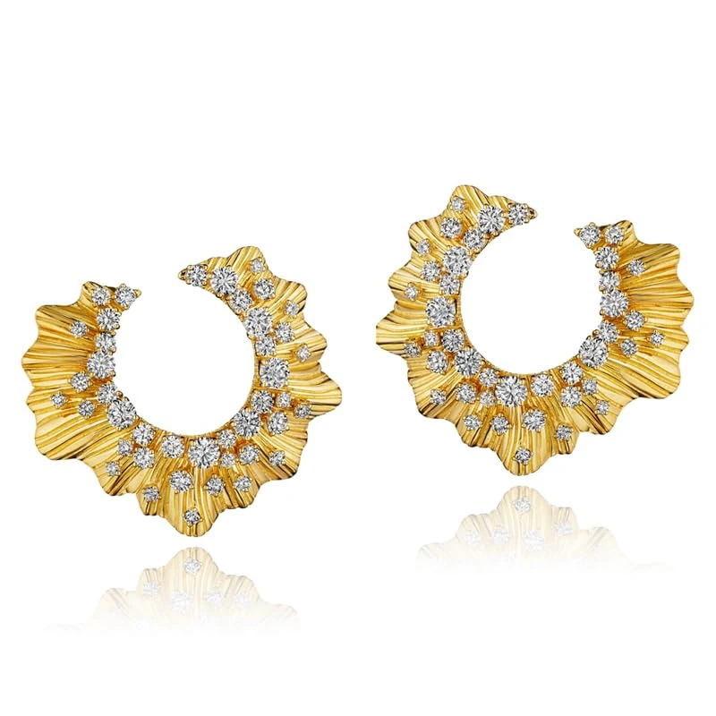 Hueb,18k Bahia Yellow Gold Earring With 2.85 Cts Vs-Gh Diamonds,ONE SIZE