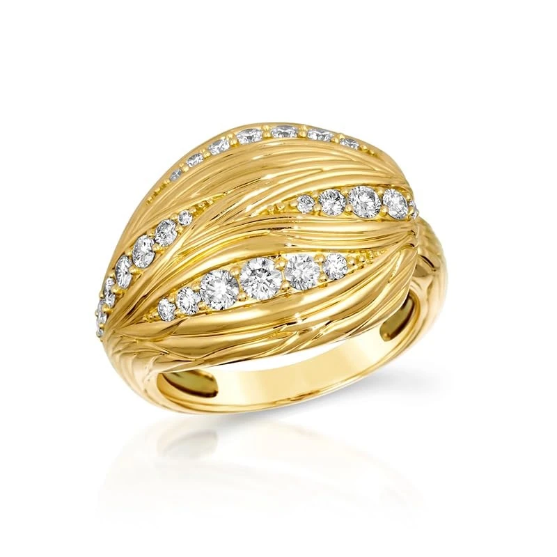 Hueb 18k Amazonia Buriti Yellow Gold Ring with 0.82ct VS-GH Diamonds