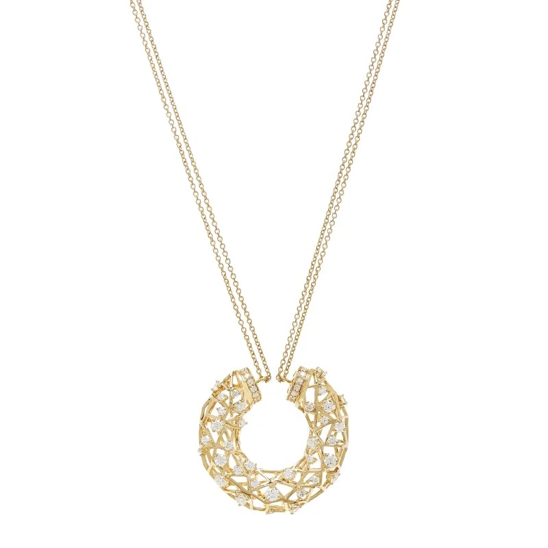 Hueb,18k Estelar Yellow Gold Necklace With 1.39 Cts Vs-Gh Diamonds,16"