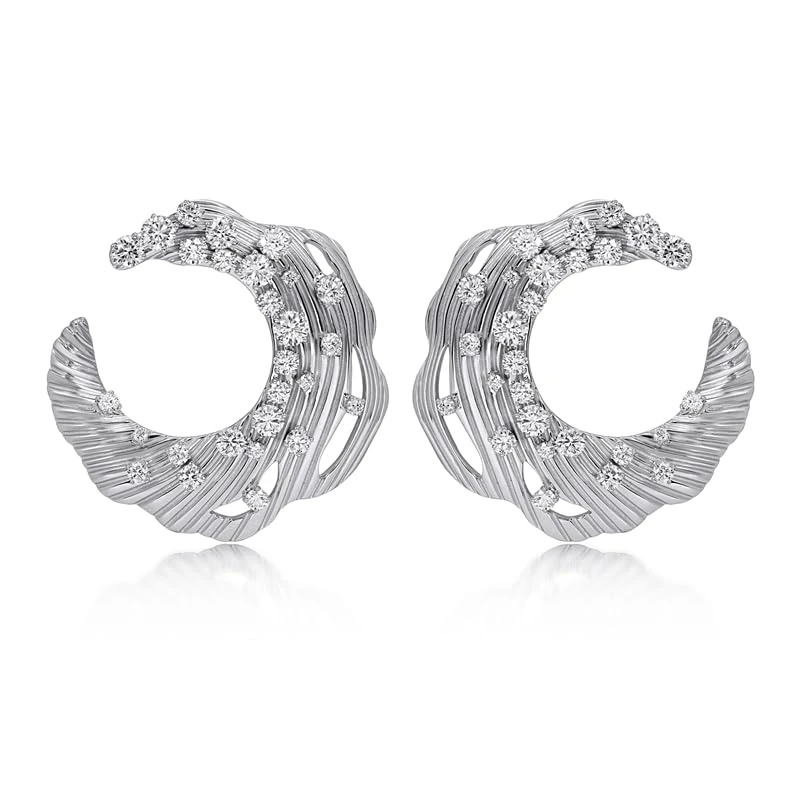 Hueb,18k Bahia White Gold Earring With 2.64 Cts Vs-Gh Diamonds,ONE SIZE