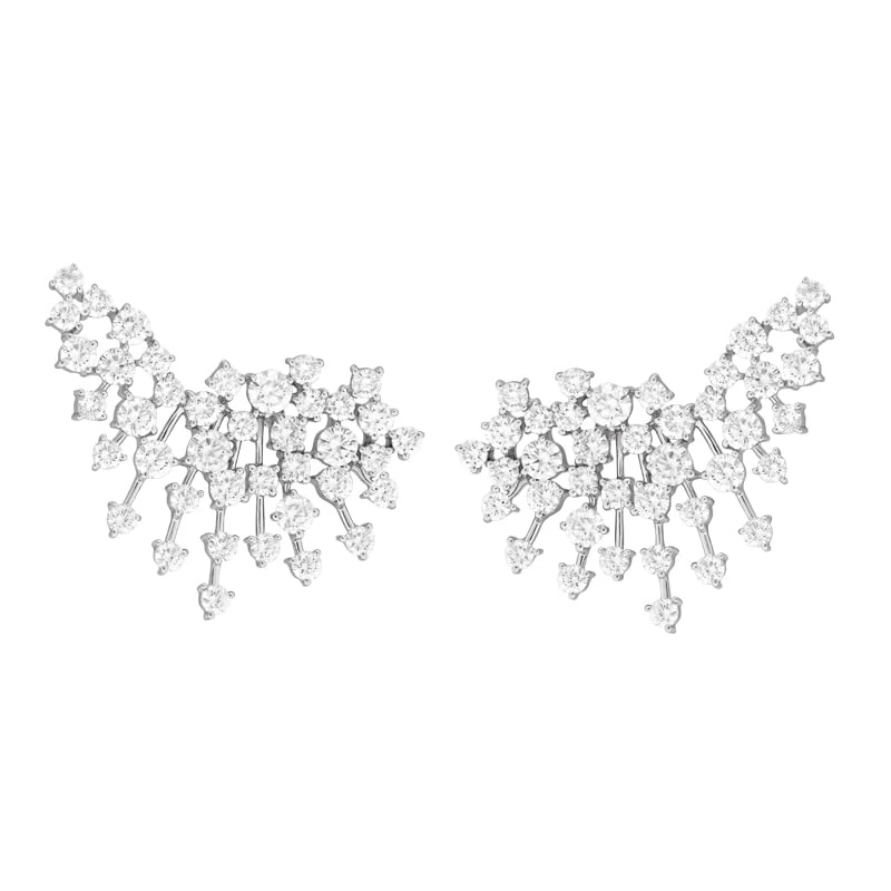 Hueb,18k Luminus White Gold Earring With 4.51 Cts Vs-Gh Diamonds,ONE SIZE