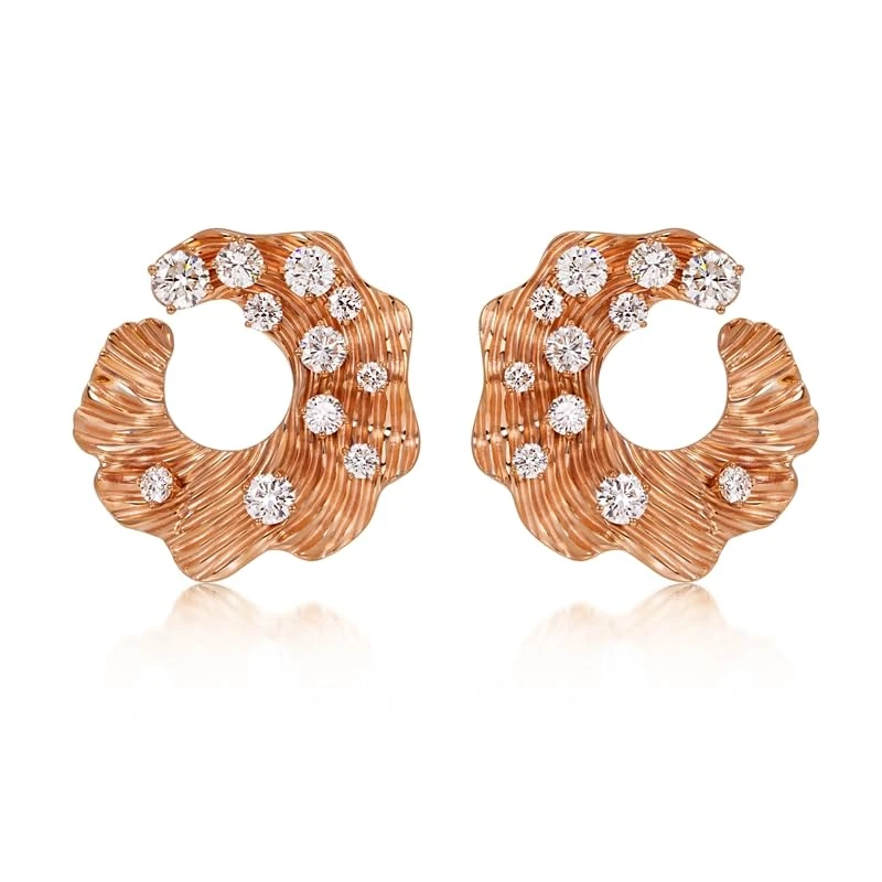 Hueb,18k Bahia Pink Gold Earring With 0.80 Cts Vs-Gh Diamonds,ONE SIZE