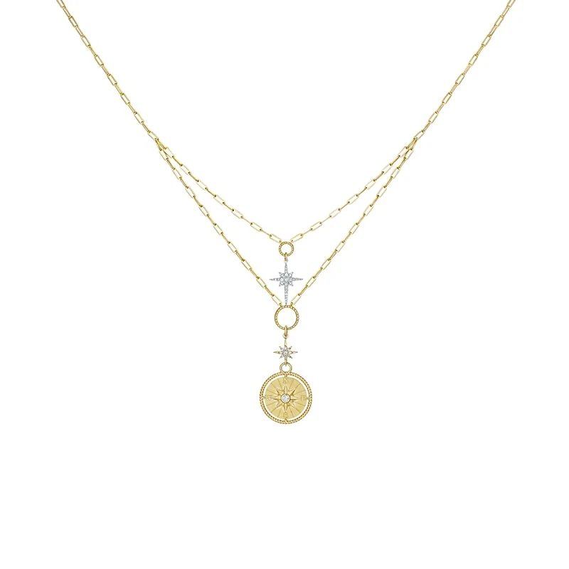 Hueb,18k Penka Yellow And White Gold Necklace With 0.34 Cts Vs-Gh Diamonds,18"