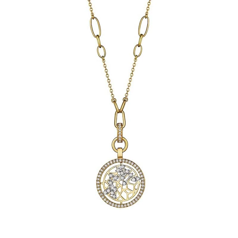 Hueb,18k Estelar Yellow And White Gold Aquarius Necklace With 1.04 Cts Vs-Gh Diamonds,18"