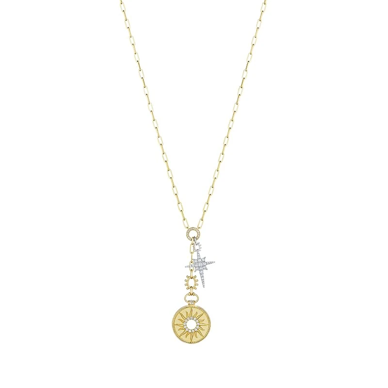 Hueb,18k Penka Yellow Gold Necklace With 0.74 Cts Vs-Gh Diamonds,18"