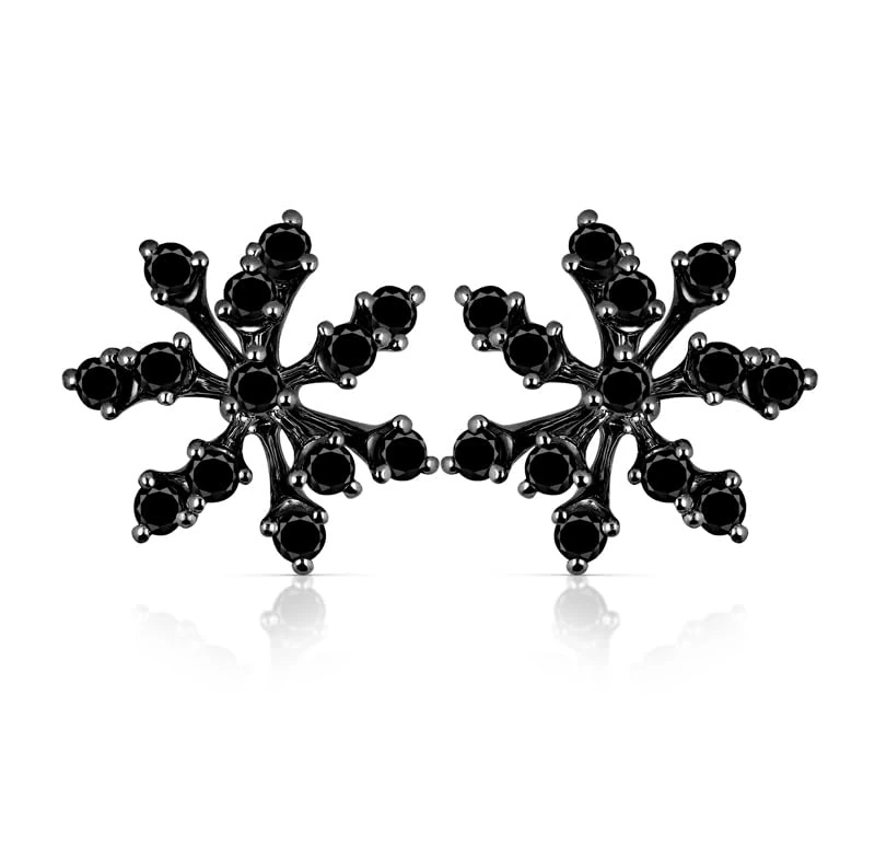 Hueb,18k Luminus White Gold Earring With 0.43 Cts Black Diamonds,ONE SIZE