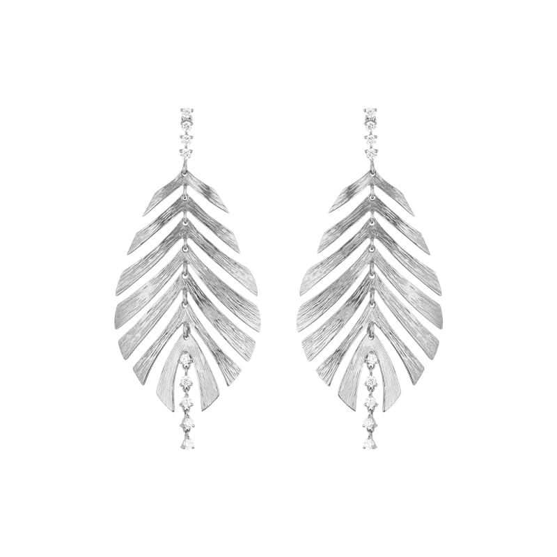 Hueb,18k Bahia White Gold Earring With 0.29 Cts Vs-Gh Diamonds,ONE SIZE