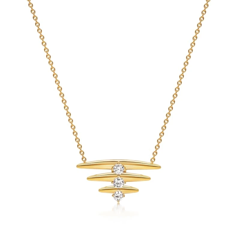 Hueb,18k Tribal Yellow Gold Necklace With 0.28 Cts Vs-Gh Diamonds,18"