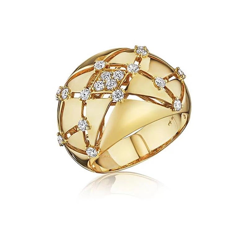 Hueb,18k Estelar Yellow Gold Ring With 0.50 Cts Vs-Gh Diamonds,7