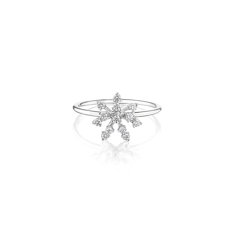 Hueb,18k Luminus White Gold Ring With 0.22 Cts Vs-Gh Diamonds,6.5