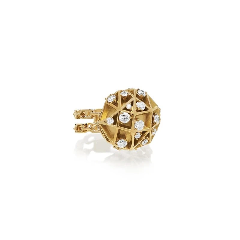 Hueb,18k Estelar Yellow Gold Ring With 0.85 Cts Vs-Gh Diamonds,7