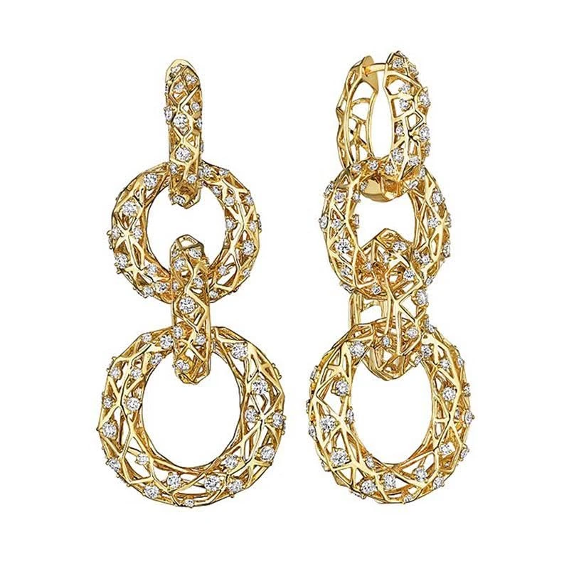 Hueb,18k Estelar Yellow Gold Earring With 3.18 Cts Vs-Gh Diamonds,ONE SIZE
