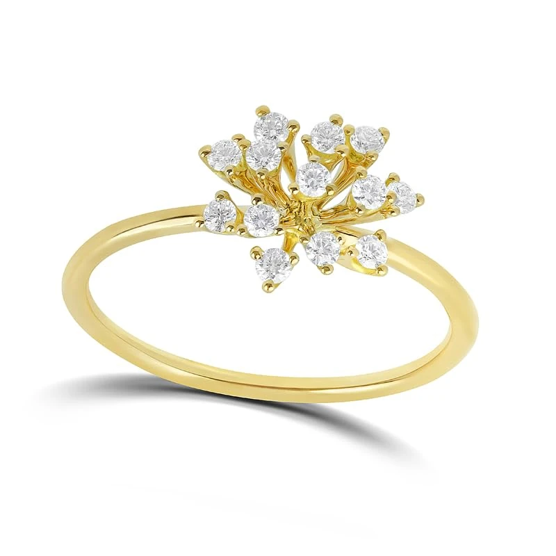 Hueb,18k Luminus Yellow Gold Ring With 0.22 Cts Vs-Gh Diamonds,6