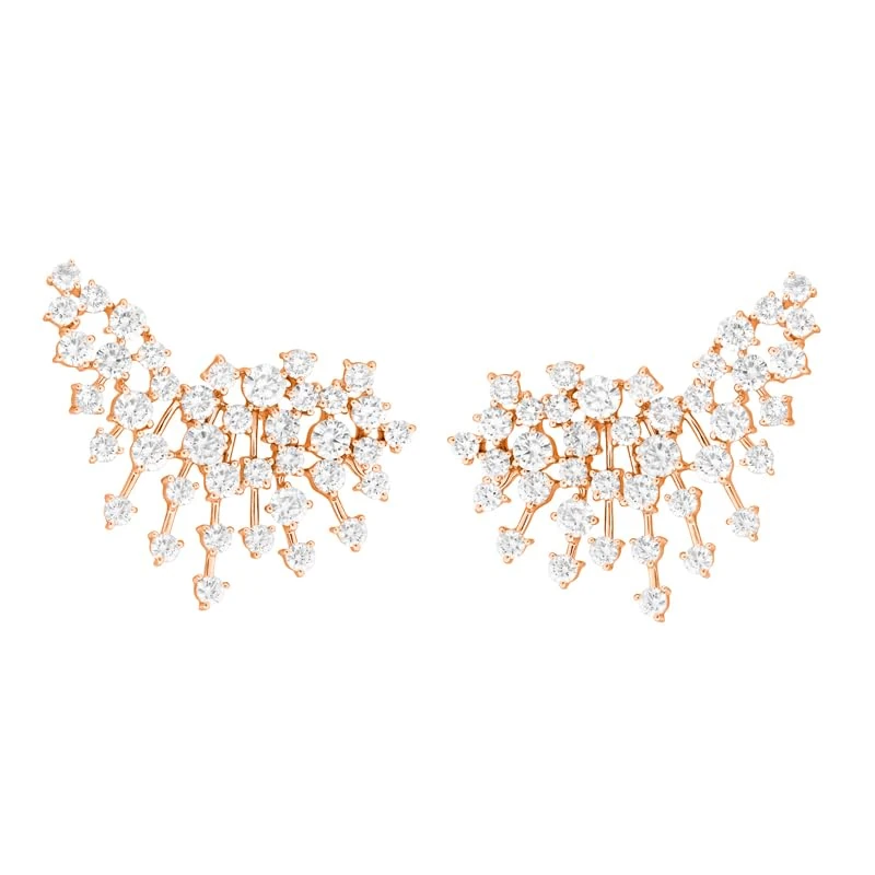 Hueb,18k Luminus Pink Gold Earring With 4.00 Cts Vs-Gh Diamonds,ONE SIZE