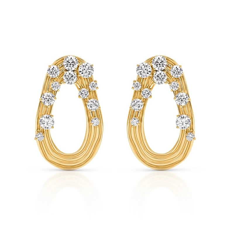 Hueb,18k Bahia Yellow Gold Earring With 1.39 Cts Vs-Gh Diamonds,ONE SIZE