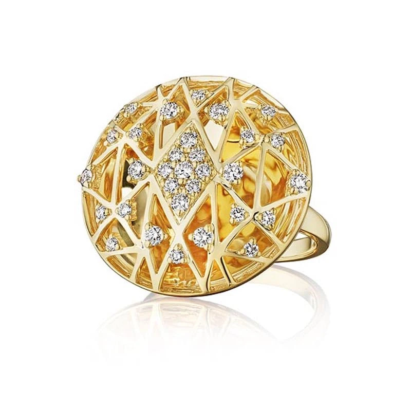 Hueb,18k Estelar Yellow Gold Ring With 0.58 Cts Vs-Gh Diamonds,7